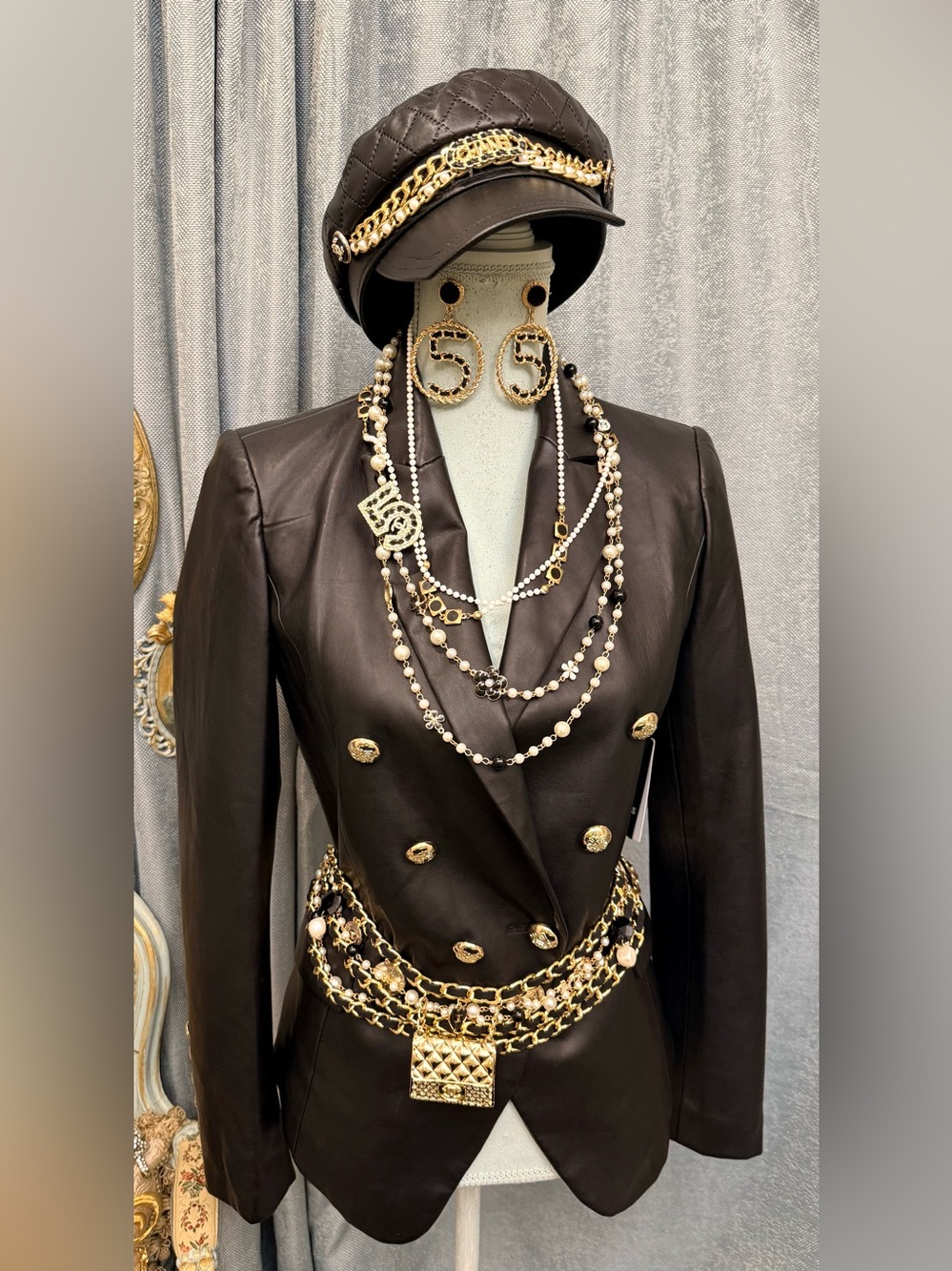 Elegant Black Faux Leather Women's Jacket